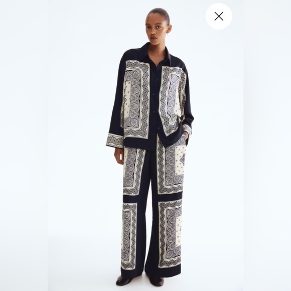 H&M Other - H&M OVERSIZED TWILL SHIRT & STRAIGHT-LEG PANTS. COLOR:Navy blue/patterned.